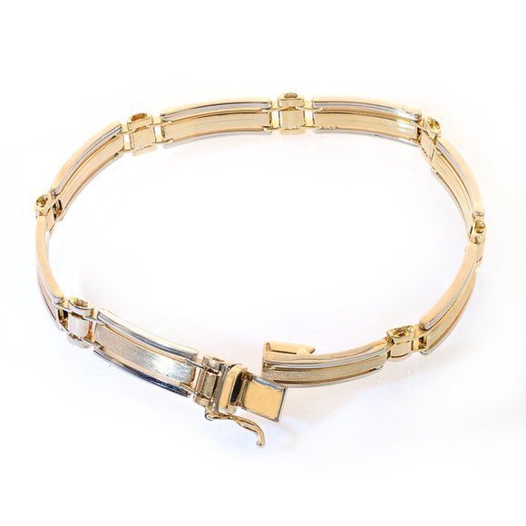8mm Mens Fancy Link Bracelet 14k Yellow Gold - Picture 1 of 3